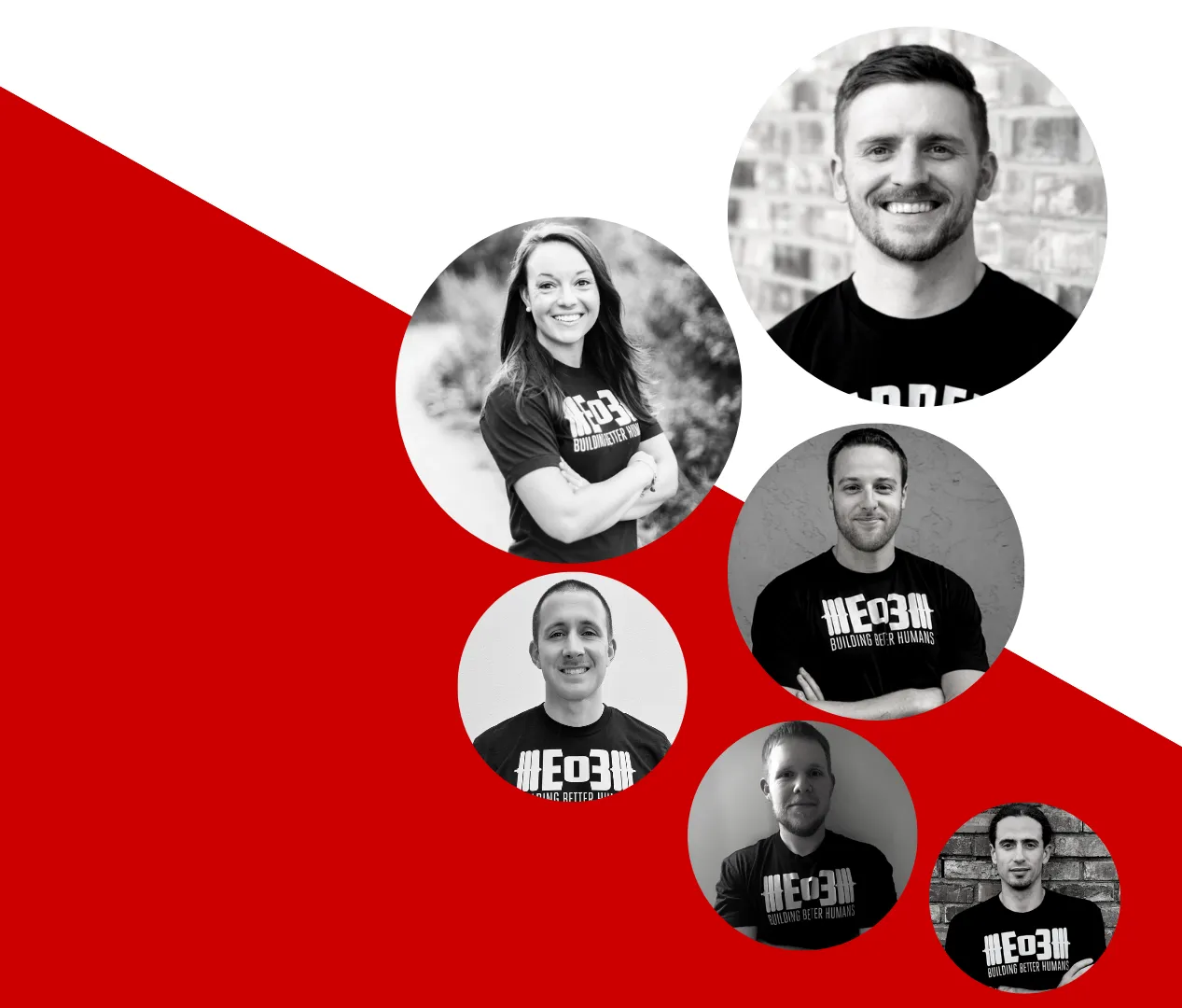 Collage of End of Three Fitness team member portraits