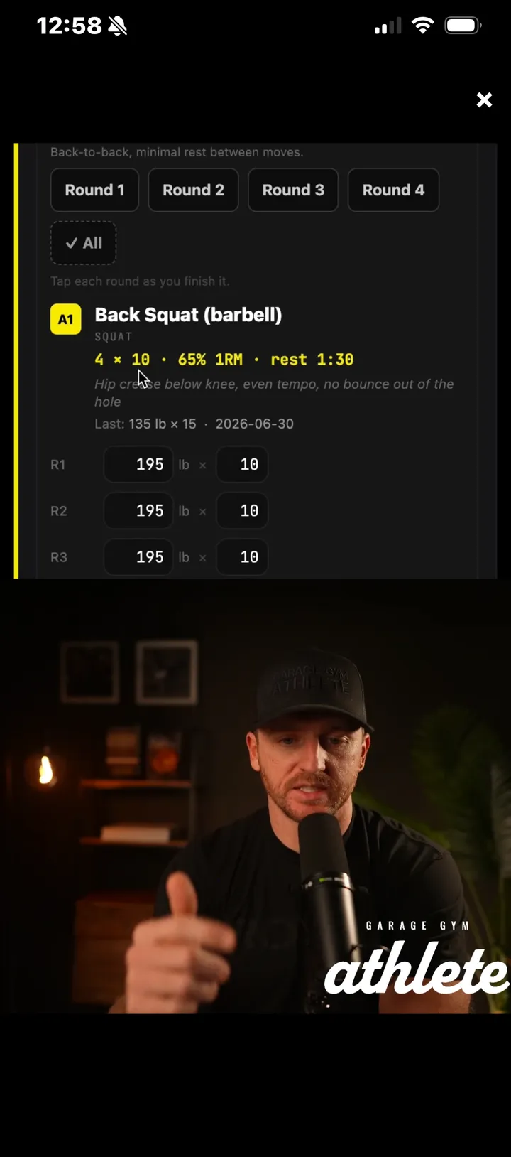 Logging percentage sets while the coach briefs the session