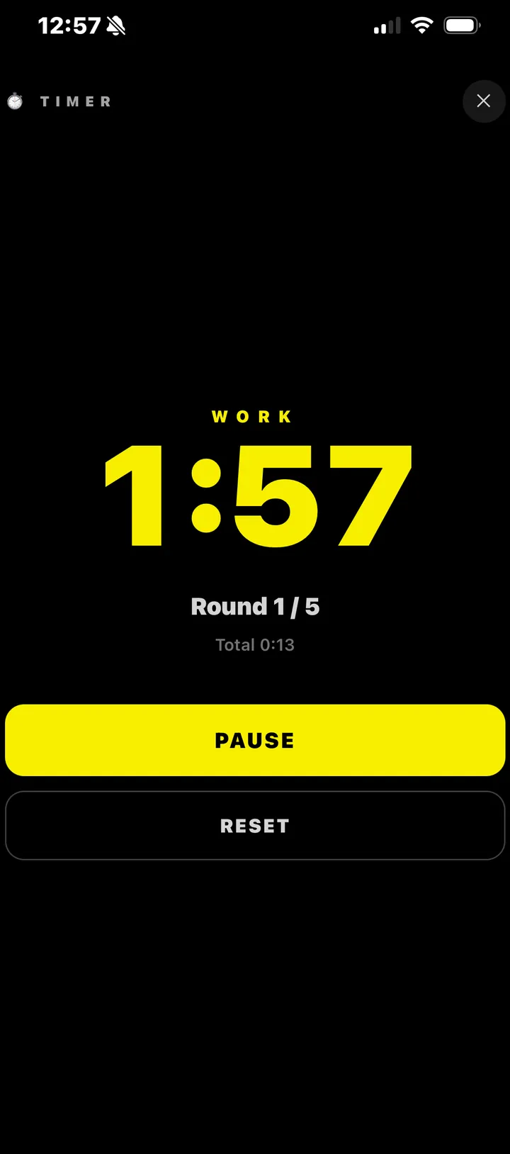 Built-in interval timer mid-workout