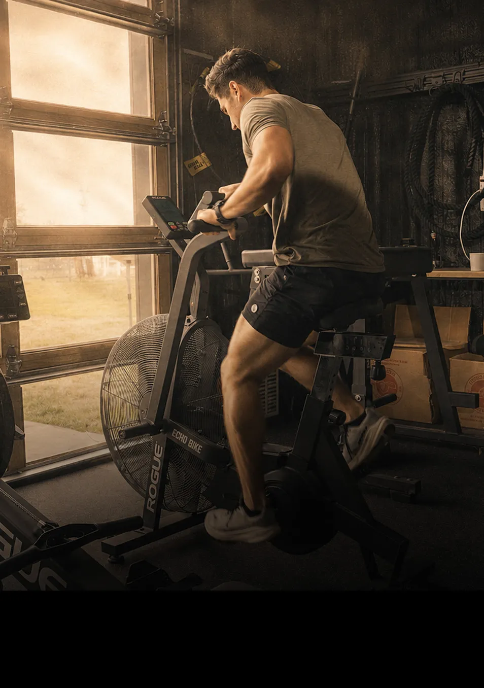 Athlete on an air bike