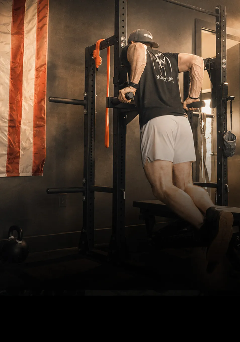 Athlete performing dips